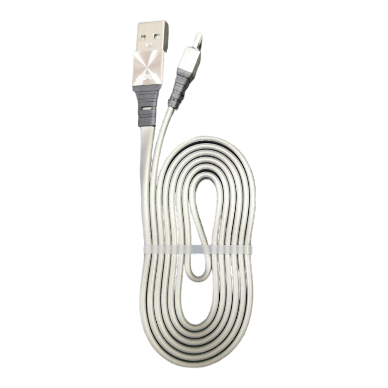 USB кабель Aspor A159 Lightning Плоский Silicon 2.4A/1.2м- графит