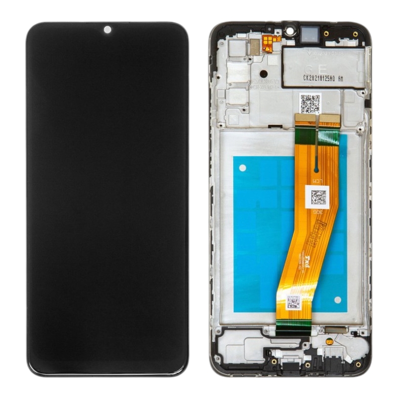 Дисплей Samsung GH81-18456A A025F Galaxy A02S (161*72) чёрный сервисный + рамка