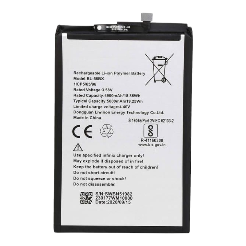 Аккумулятор для Infinix Hot 10 Play / Hot 12 Play / Hot 30 / Smart 6 (BL-58BX) 6000mAh