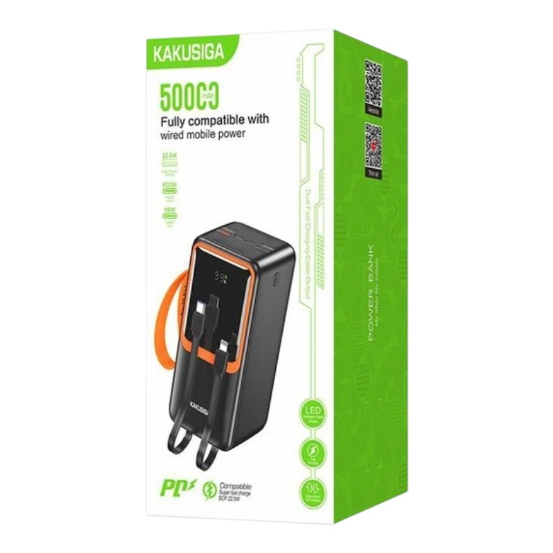 Power Bank Kakusiga KSC-1090 50000mAh (4USB/2USB-C/22.5W) чёрный 
