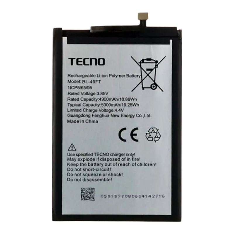 Акумулятор для Tecno Spark 5 Pro/ Camon 15/ Spark 6 Go (KE5) / Camon 19 Pro (BL-49FT) 5000mAh