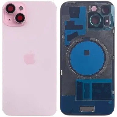 Задня кришка IPhone 15 рожева з рамкою та склом камери