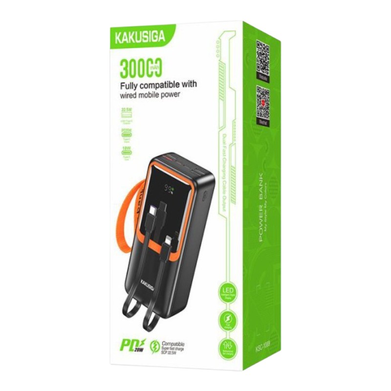 Power Bank Kakusiga KSC-1089 30000mAh (4USB/2USB-C/22.5W) чорний
